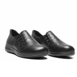 New Feet Loafer Elastic Plain Leather Black Women